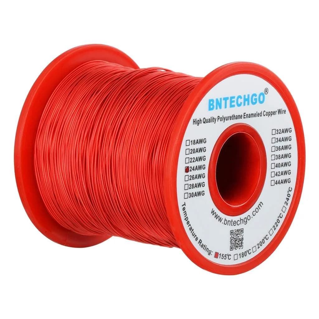 BNTECHGO 24 AWG Magnet Wire 1 lb (0.45 kg) Red Enameled Copper Wire | 823 ft (249.9 m) Coil for Transformers & Motors - main product image