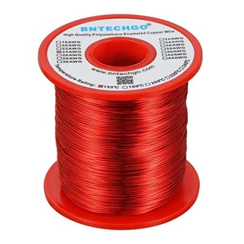 BNTECHGO 24 AWG Magnet Wire 1 lb (0.45 kg) Red Enameled Copper Wire | 823 ft (249.9 m) Coil for Transformers & Motors thumbnail 2