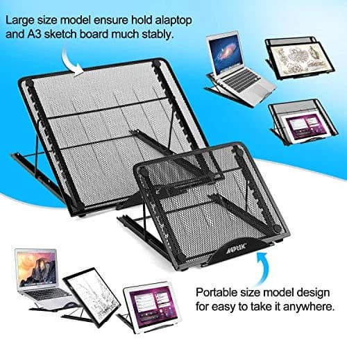 IMAGE Laptop Stand Foldable Portable Ventilated Adjustable 12-Angle, Compatible with 10"-17" Notebooks & Light Box Pad thumbnail 9