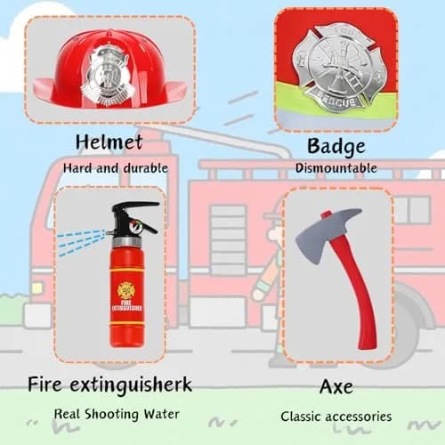 yolsun Kids Fireman Costume Set Halloween Role Play Dress Up Red 4-5Y | Authentic Firefighter Style for Boys thumbnail 4