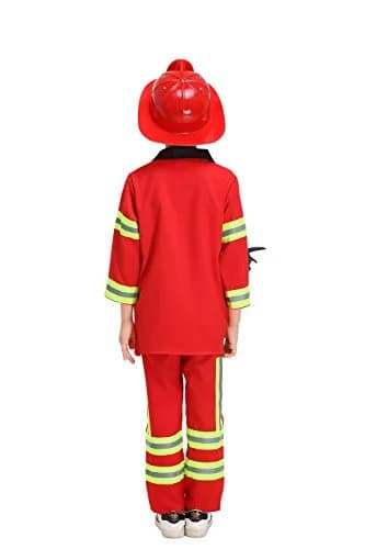 yolsun Kids Fireman Costume Set Halloween Role Play Dress Up Red 4-5Y | Authentic Firefighter Style for Boys thumbnail 2