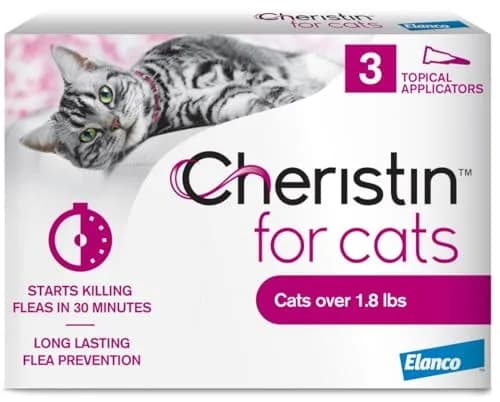 Cheristin Flea Treatment & Prevention for Cats 3 Doses | Fast-Acting Flea Control for Cats Over 1.8 lbs thumbnail 1