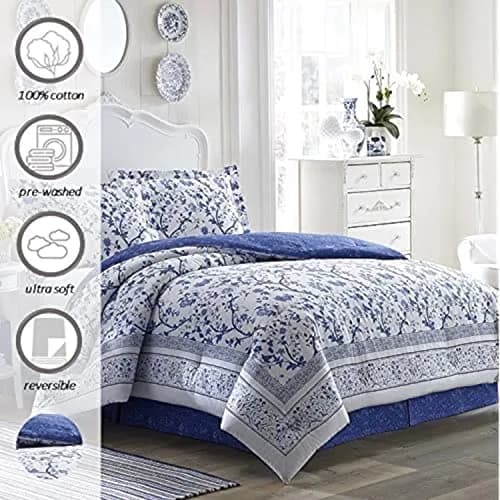 Laura Ashley Charlotte Collection Duvet Set Full/Queen | Elegant Floral Cotton Bedding thumbnail 7
