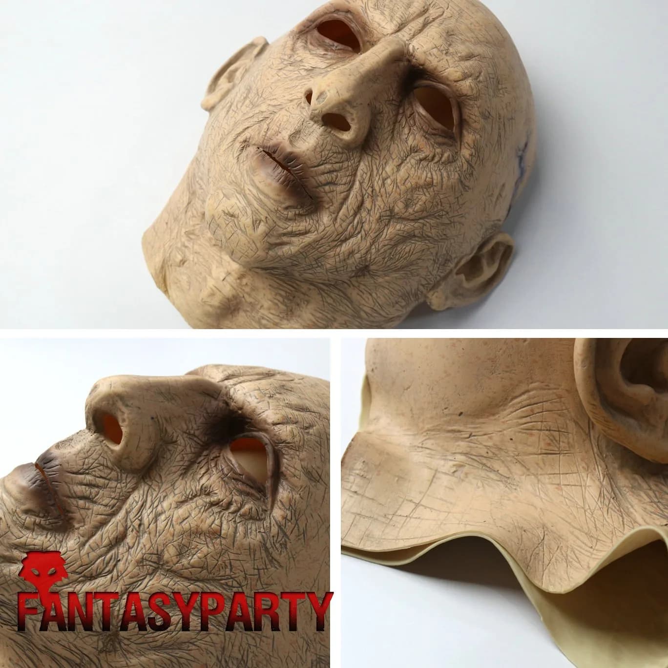 FantasyParty Old Man Latex Mask | Realistic Halloween Costume Head for Adults (1 Unit) - view 6