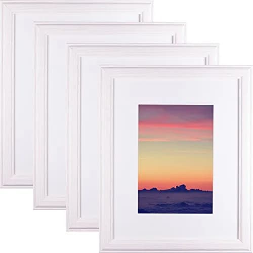 Craig Frames Wiltshire 236 Picture Frame 6x9 Inch with Mat or 8.5x11 Inch Without | White, Set of 4 thumbnail 1
