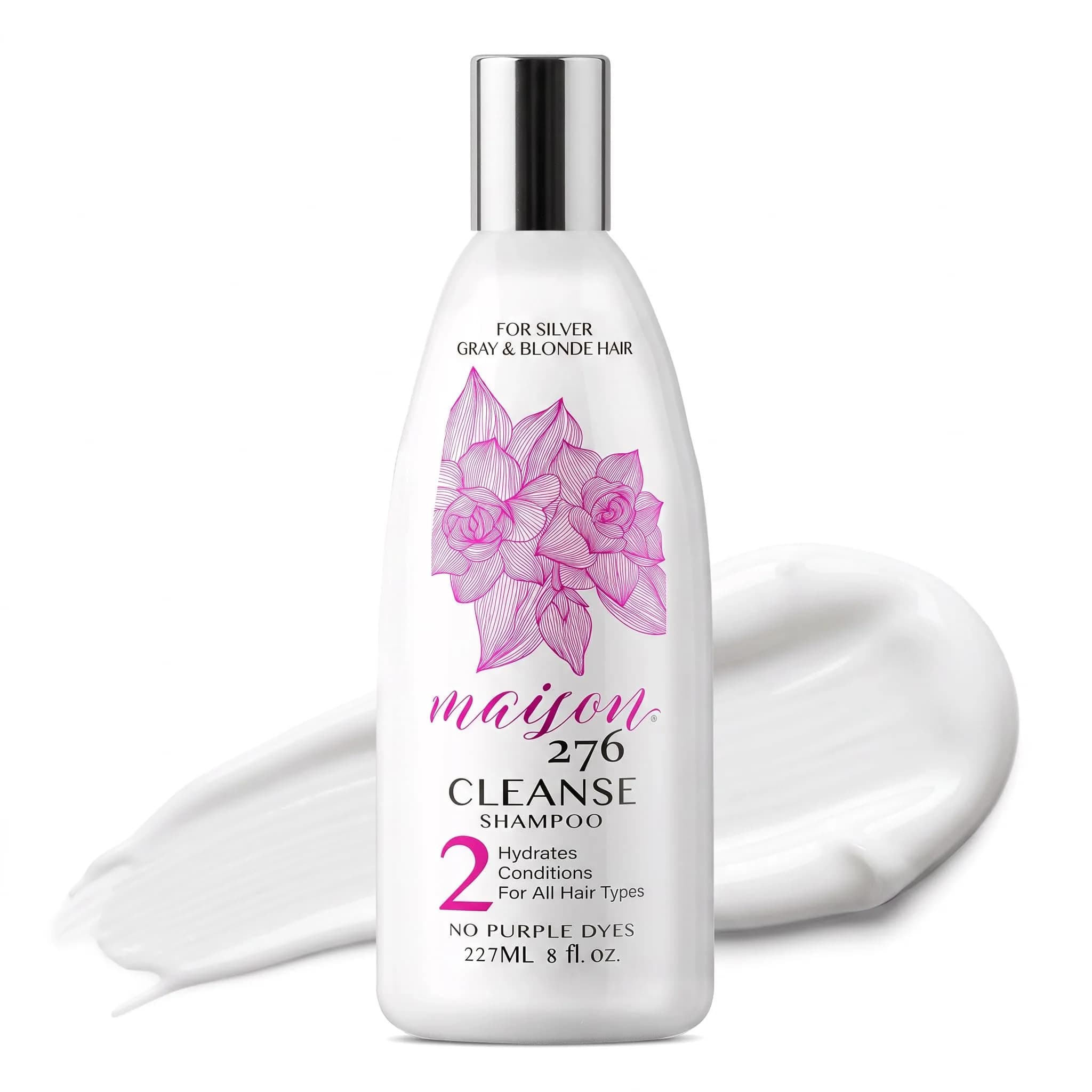 Maison 276 HYDRATE Shampoo for Grey & Silver Hair – Deep Hydration, Gentle Cleanse, No Purple Dyes, Plant-Based Care for Naturally Grey Hair, Sulfate-Free, 8 oz