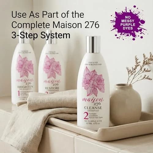 Maison 276 HYDRATE Shampoo for Grey & Silver Hair – Deep Hydration, Gentle Cleanse, No Purple Dyes, Plant-Based Care for Naturally Grey Hair, Sulfate-Free, 8 oz thumbnail 6