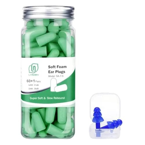LYSIAN Soft Foam Ear Plugs for Sleeping 60 Pairs | 38dB Noise Reduction, Green thumbnail 1
