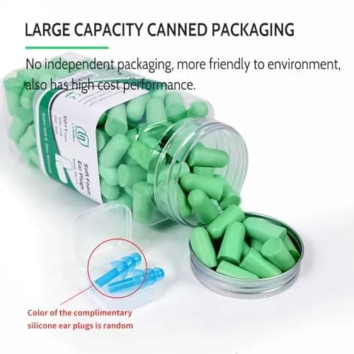 LYSIAN Soft Foam Ear Plugs for Sleeping 60 Pairs | 38dB Noise Reduction, Green thumbnail 5