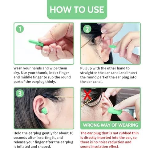 LYSIAN Soft Foam Ear Plugs for Sleeping 60 Pairs | 38dB Noise Reduction, Green thumbnail 6