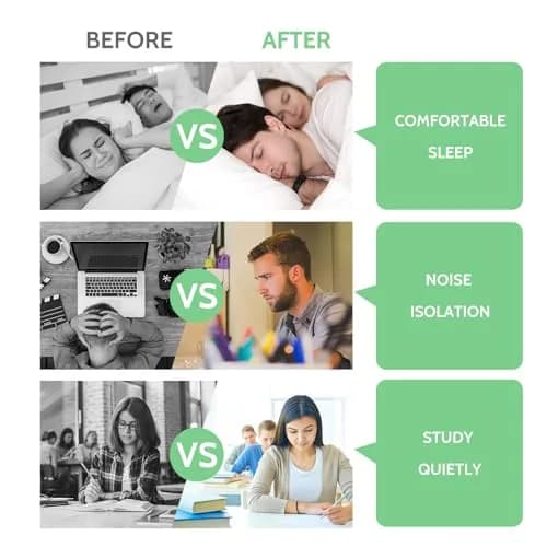 LYSIAN Soft Foam Ear Plugs for Sleeping 60 Pairs | 38dB Noise Reduction, Green thumbnail 7