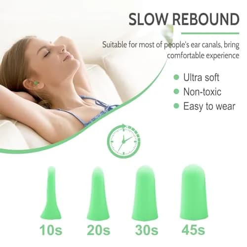 LYSIAN Soft Foam Ear Plugs for Sleeping 60 Pairs | 38dB Noise Reduction, Green thumbnail 3