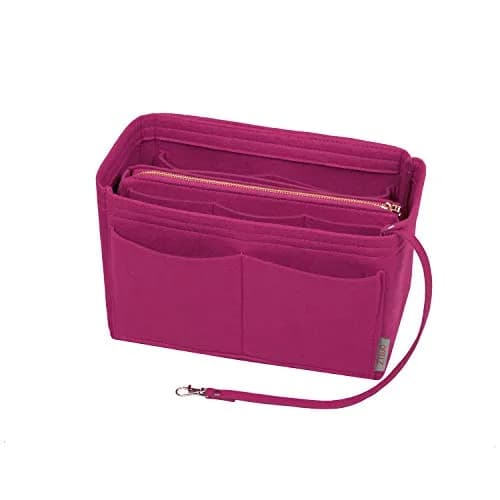 ZTUJO Felt Purse Organizer Insert Medium Rosy | 13 Pockets with Metal Zipper & Detachable Wallet thumbnail 1