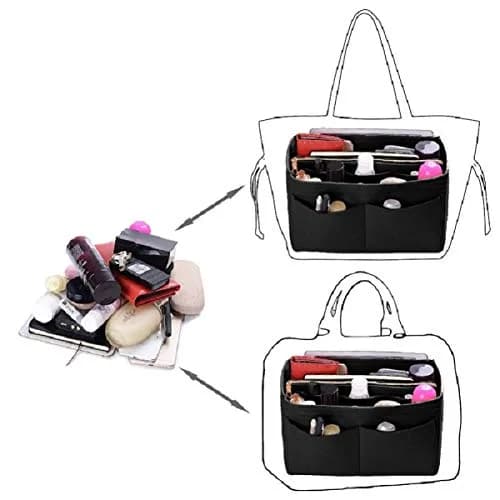 ZTUJO Felt Purse Organizer Insert Medium Black | 23.5cm (9.25in) Width, 15cm (5.9in) Height, 13cm (5.1in) Depth thumbnail 4