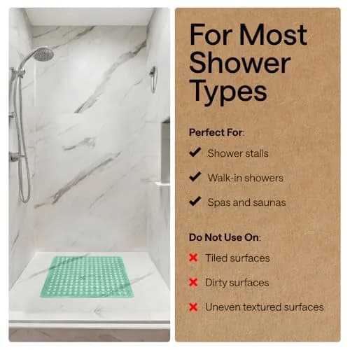 GORILLA GRIP Square Shower Stall Mat 53cm x 53cm (21" x 21") | Patented Suction Grip for Secure Placement thumbnail 6