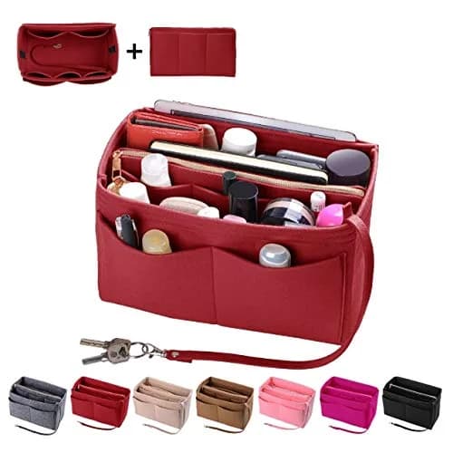 ZTUJO Felt Purse Organizer Insert, 7 Sizes, Red | Detachable Wallet & Metal Zipper (70-120c) thumbnail 1