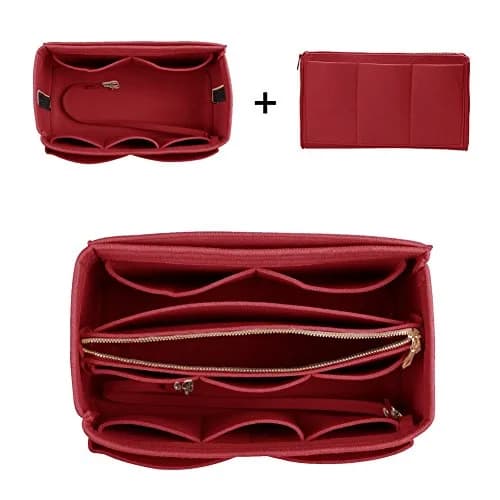ZTUJO Felt Purse Organizer Insert, 7 Sizes, Red | Detachable Wallet & Metal Zipper (70-120c) thumbnail 6