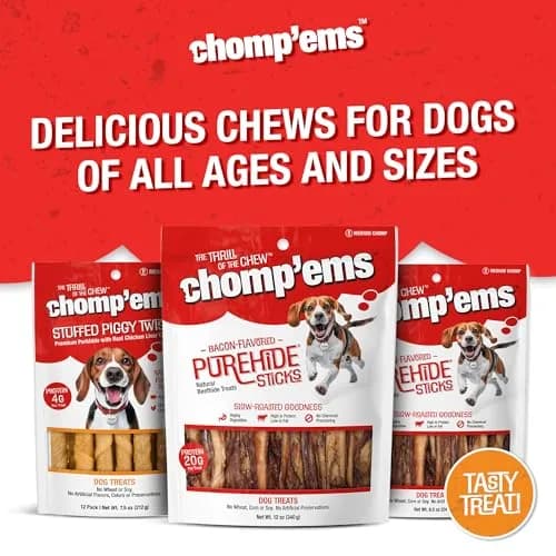 CHOMP 'EMS Bacon Flavored Purehide Sticks 12 oz | Natural Beefhide Dog Chews for All Sizes thumbnail 8