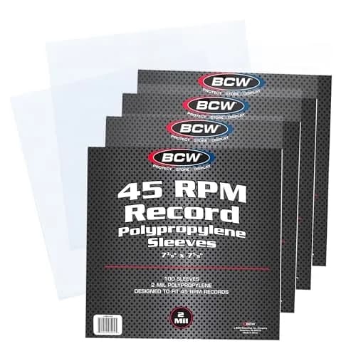 BCW 45 RPM Record Sleeves - 400 Count | 7.375 x 7.625 inches (18.7 x 19.4 cm) | Archival Polypropylene Outer Sleeves for 7-Inch Vinyl Records thumbnail 1