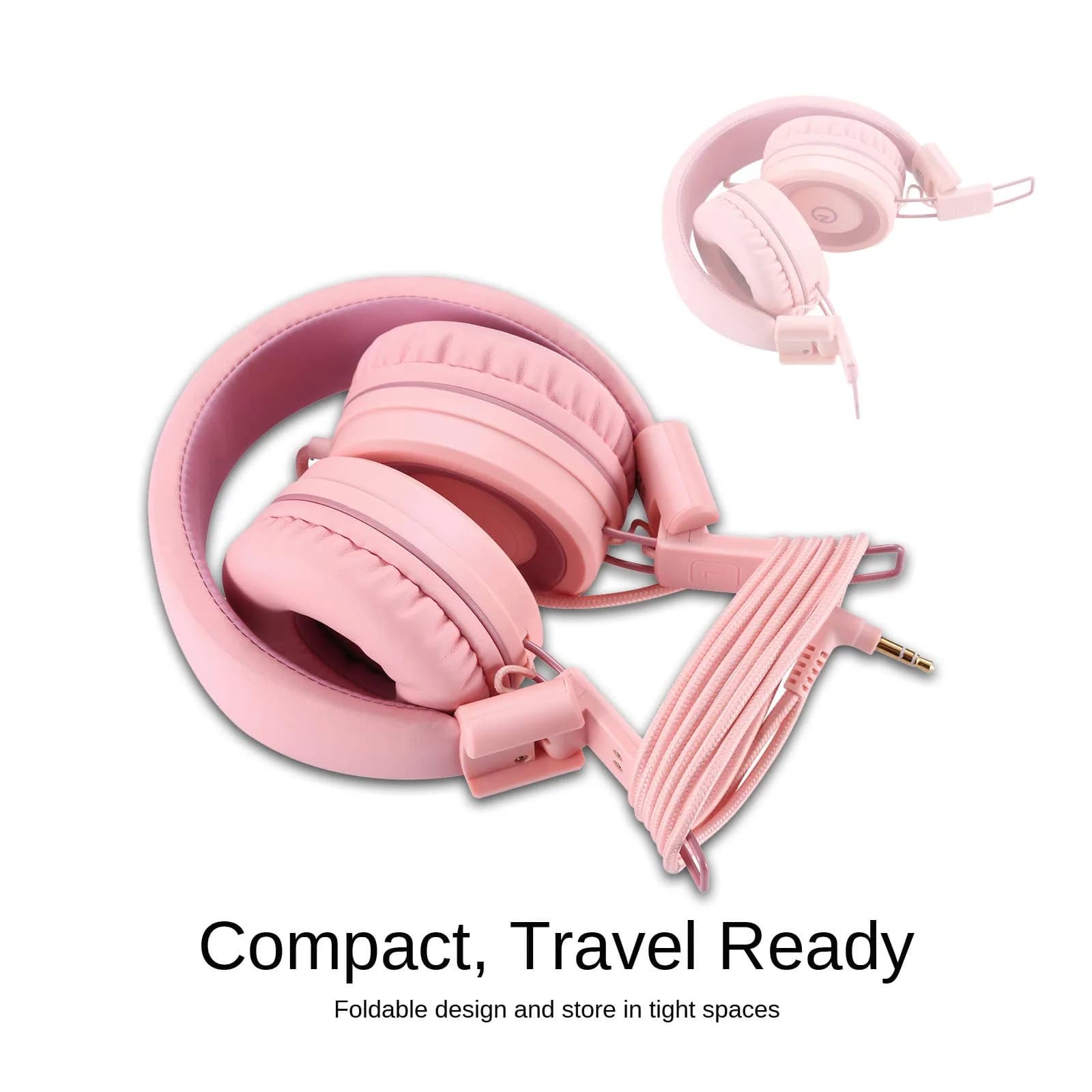 Noot Products K11 Kids Headphones Wired 3.5mm Jack Soft Pink | Tangle-Free, Adjustable & Foldable thumbnail 5