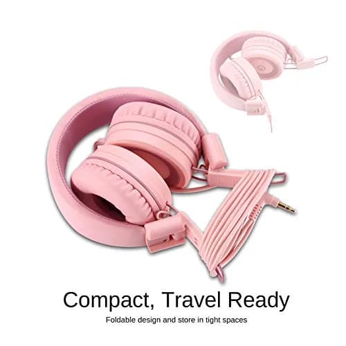 Noot Products K11 Kids Headphones Wired 3.5mm Jack Soft Pink | Tangle-Free, Adjustable & Foldable thumbnail 5