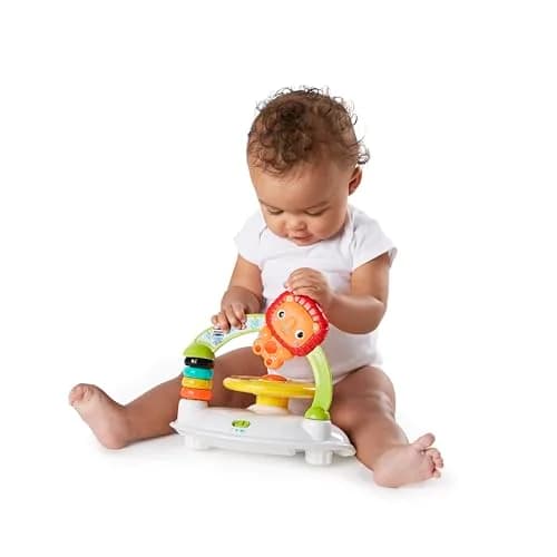 Bright Starts Zig Zag Zebra Baby Walker with Steering Wheel, Lights & Songs | Adjustable Height, Removable Activity Center, Ages 6 Months+ thumbnail 3