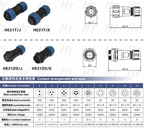 HangTon HE21 4 Pin Waterproof Wire Connector 30Amp | IP68 Marine Grade Outdoor Plug thumbnail 5