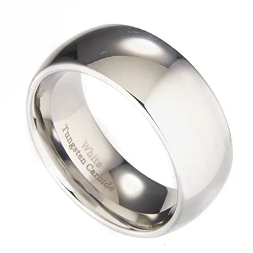 MJ Metals Jewelry Classic Mirror Polished White Tungsten Carbide 10mm Comfort Fit Wedding Band Ring Size 8 | Durable Scratch-Resistant Wedding Ring thumbnail 4