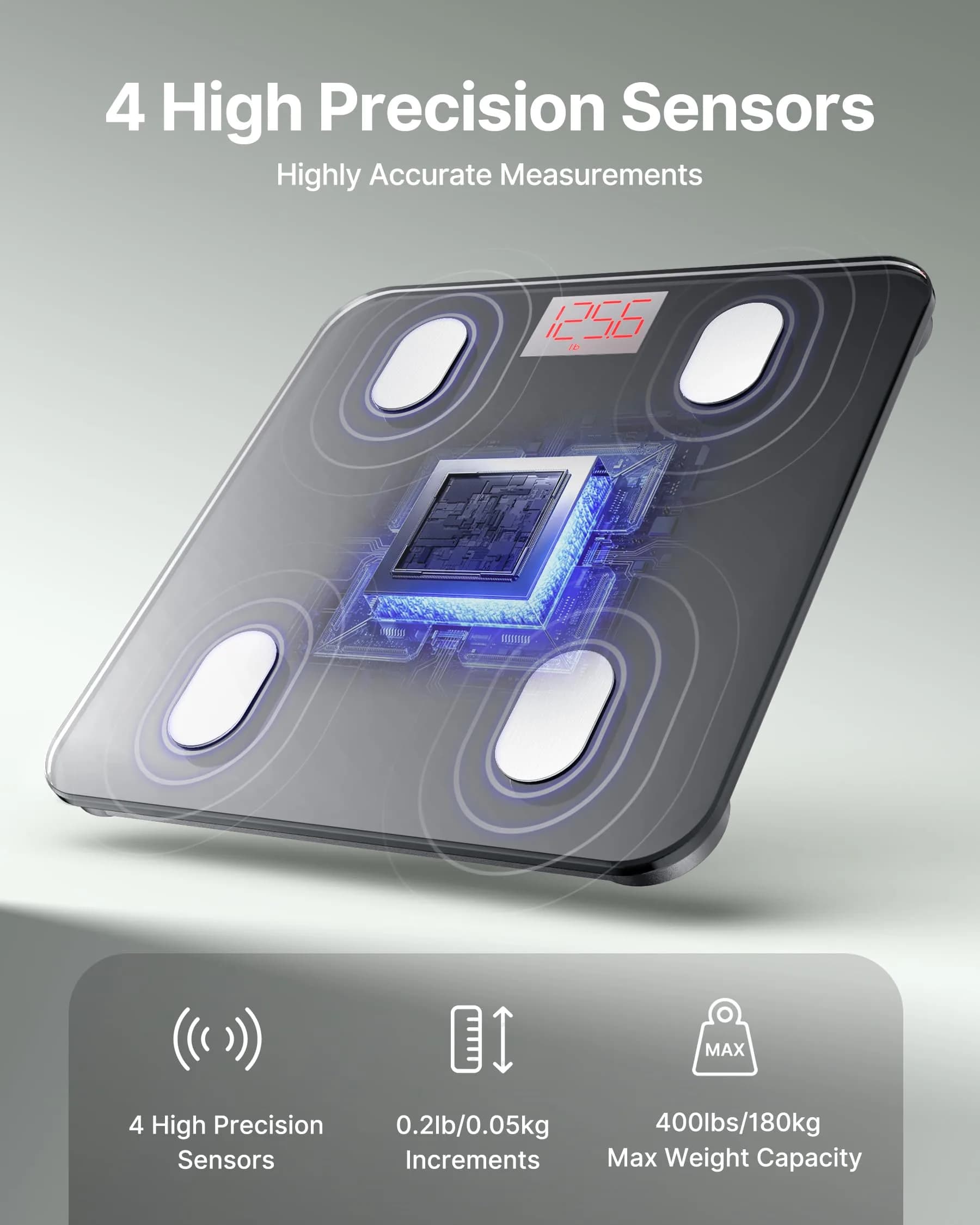 FITINDEX Smart Body Composition Scale Black | Measures 13 Metrics Including BMI & Body Fat - view 2
