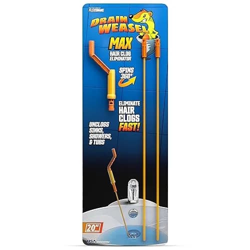 FlexiSnake Drain Weasel Max Sink Snake Hair Clog Remover Tool, 2 Wands | 20" Ultra-Thin Pipe Cleaner with Micro-Hooks thumbnail 1