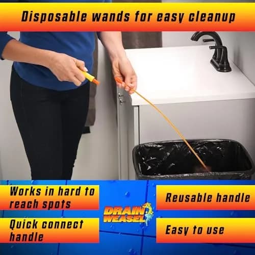 FlexiSnake Drain Weasel Max Sink Snake Hair Clog Remover Tool, 2 Wands | 20" Ultra-Thin Pipe Cleaner with Micro-Hooks thumbnail 5