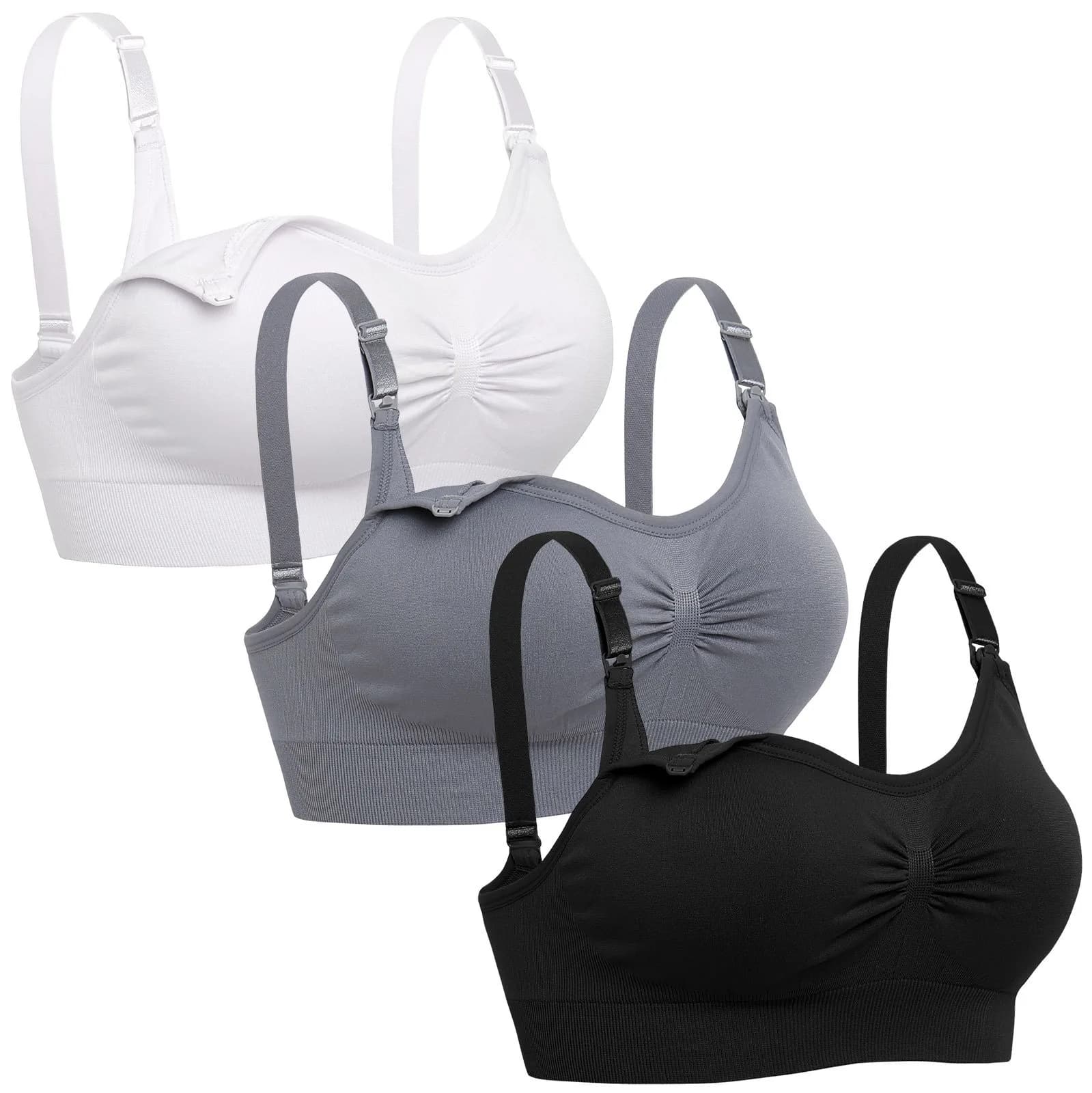 Lataly Womens Sleeping Nursing Bra Wirefree Breastfeeding Maternity Bralette Color Pack of 5 Size XL | Comfortable Support for Postpartum & Night Use — White / Small