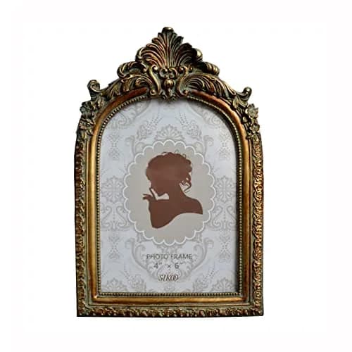 SIKOO Vintage 4x6 Picture Frame Antique Ornate Bronze Gold | Resin & Glass, Wall & Tabletop Display thumbnail 1