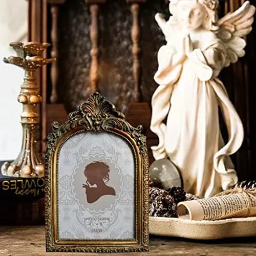 SIKOO Vintage 4x6 Picture Frame Antique Ornate Bronze Gold | Resin & Glass, Wall & Tabletop Display thumbnail 8