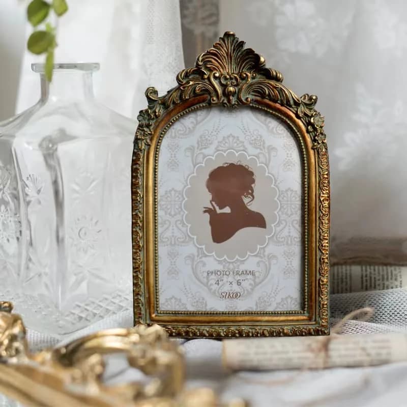 SIKOO Vintage 4x6 Picture Frame Antique Ornate Bronze Gold | Resin & Glass, Wall & Tabletop Display thumbnail 3
