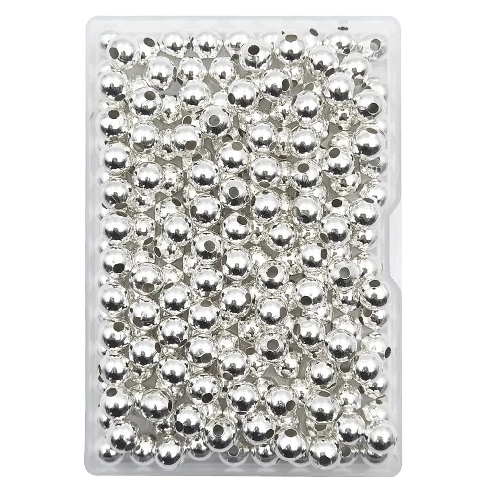 INSPIRELLE Silver Iron Metal Spacer Bead 8mm | Round Jewelry Beads for Crafts