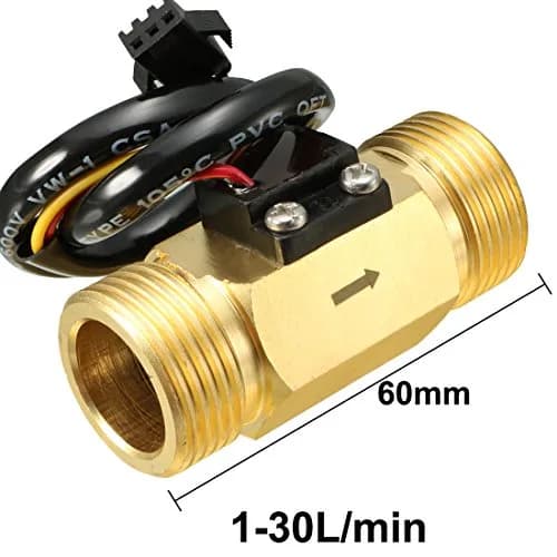 uxcell G1/2" Hall Effect Water Flow Sensor Switch 1-30L/min DC 5V | Brass Body thumbnail 2