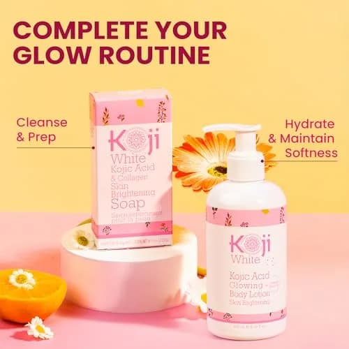 Koji White Kojic Acid & Collagen Skin Brightening Soap for Face & Natural Glowing Skin - Moisturizer, Body Cleansing Bar, Reduce Wrinkles, Vegan, Paraben-Free, 2 Bars (5.64 oz) thumbnail 9