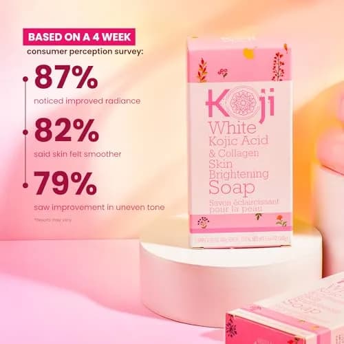 Koji White Kojic Acid & Collagen Skin Brightening Soap for Face & Natural Glowing Skin - Moisturizer, Body Cleansing Bar, Reduce Wrinkles, Vegan, Paraben-Free, 2 Bars (5.64 oz) thumbnail 3