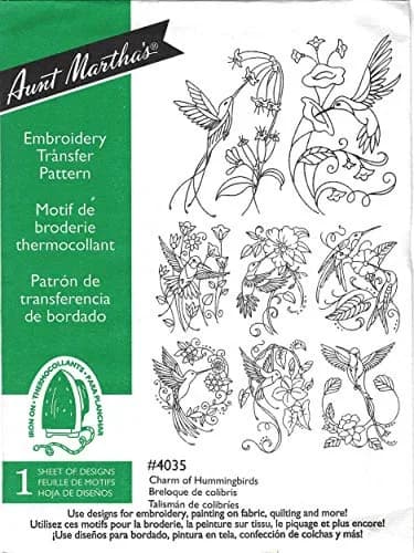 Aunt Martha's Charm of Hummingbirds Iron-On Transfer 18x24in Multicolor | Embroidery & Fabric Art thumbnail 1