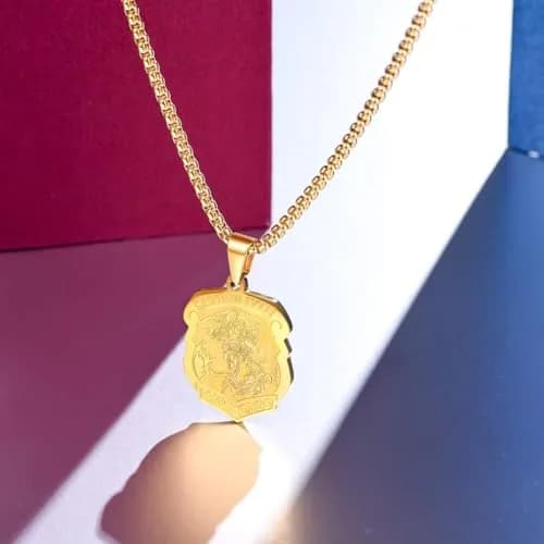 FaithHeart St Michael Archangel Pendant Necklace for Men, 50cm (20+2 inch) Gold Stainless Steel thumbnail 9