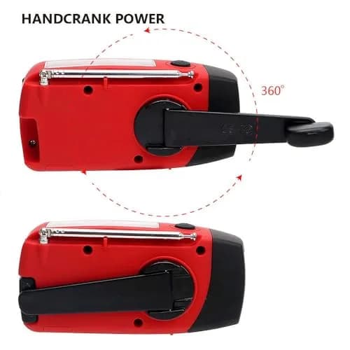 TFTDOUP Emergency Weather Radio with Flashlight & Phone Charger, Red, 2000mAh Battery | AM/FM/NOAA Broadcasts thumbnail 5