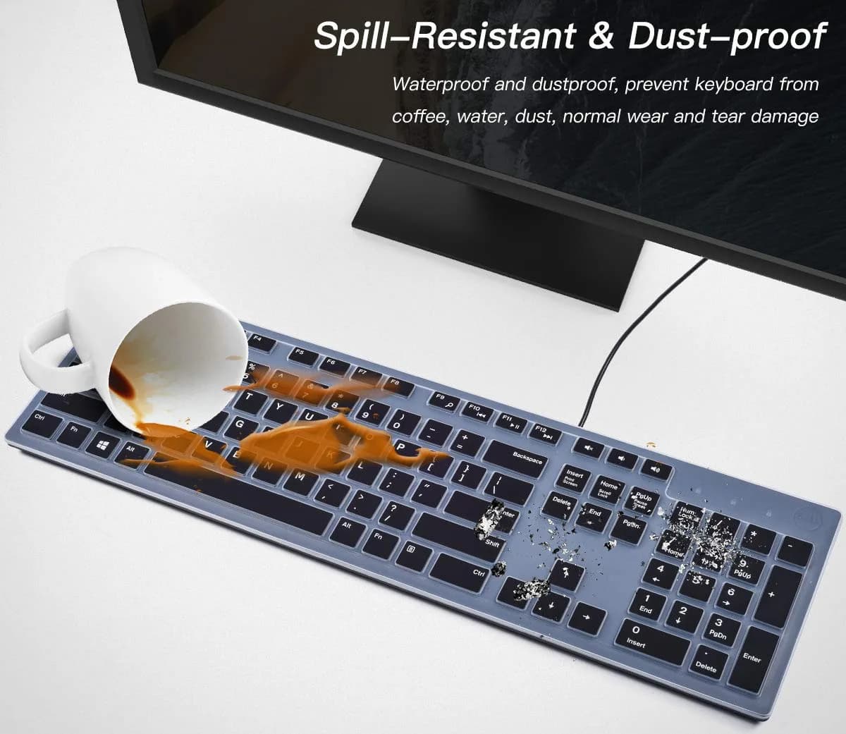CaseBuy Silicone Keyboard Cover for Dell KB216 KM636 US Layout | Dustproof & Waterproof Protection - view 7