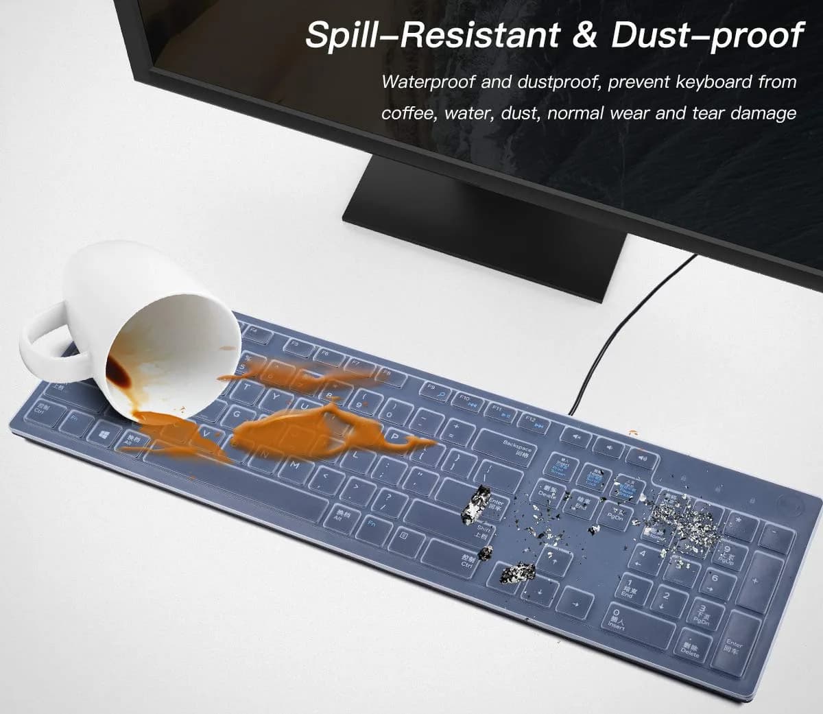 CaseBuy Clear Silicone Keyboard Cover for Dell KB216/KM636 US Layout | 0.3mm Thin - view 6