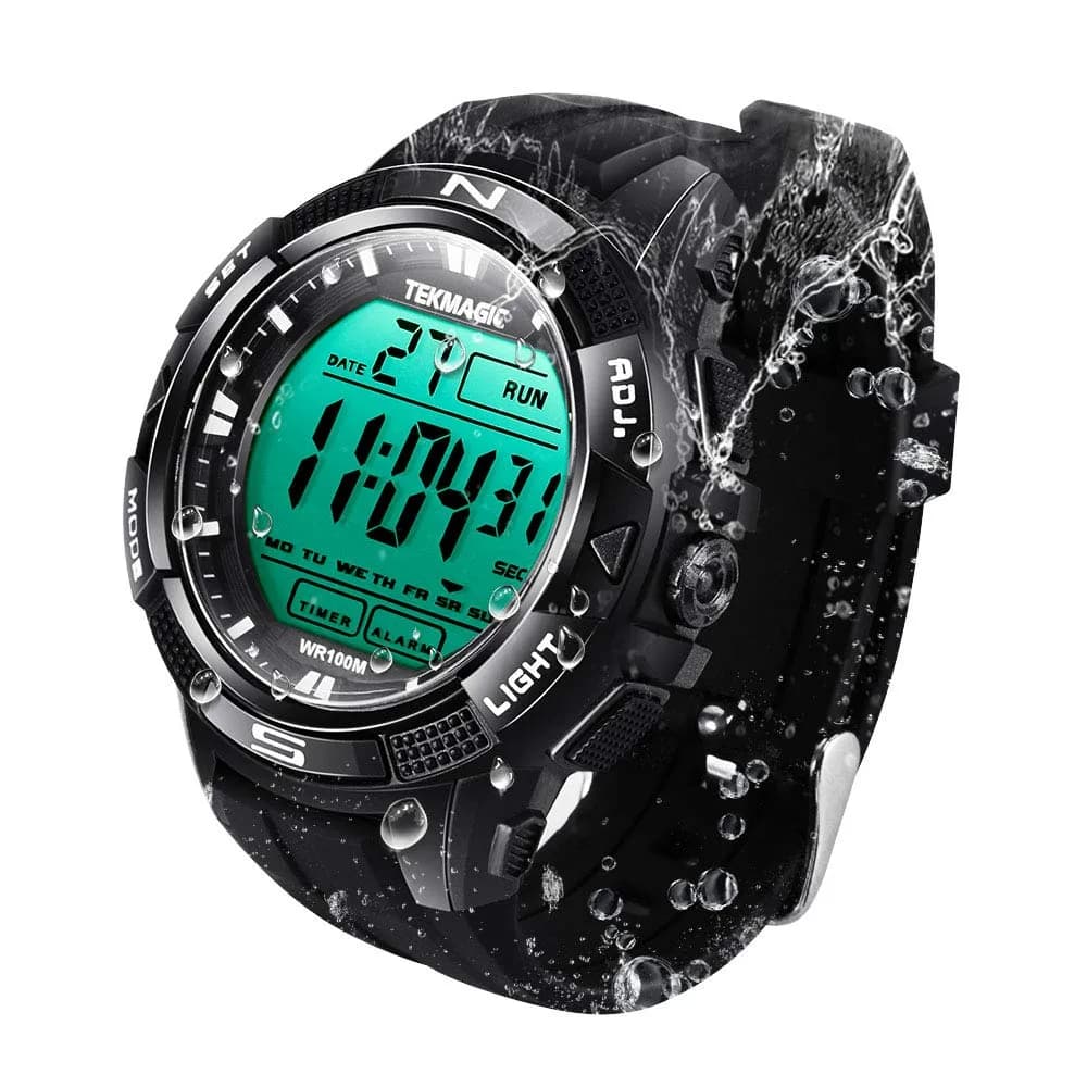 TEKMAGIC Digital Diving Watch 45mm Water-Resistant 10 ATM | Unisex Sport Wristwatch with LCD Screen