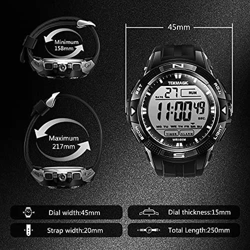 TEKMAGIC Digital Diving Watch 45mm Water-Resistant 10 ATM | Unisex Sport Wristwatch with LCD Screen thumbnail 6
