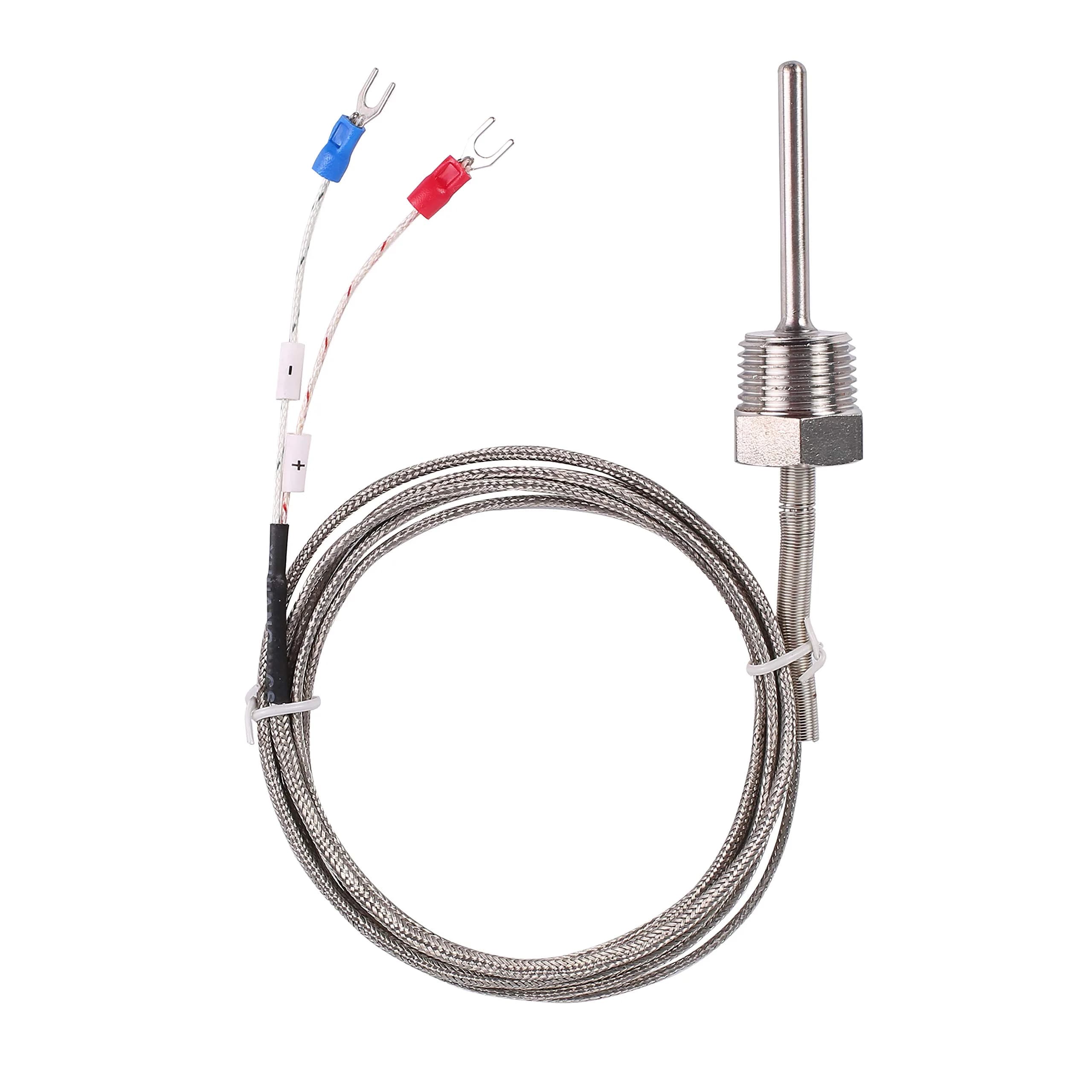Jaybva K Type Thermocouple Sensor Probe 0-500℃ (50mm Length, 2m Shielded Wire) | Waterproof Industrial Temperature Measurement