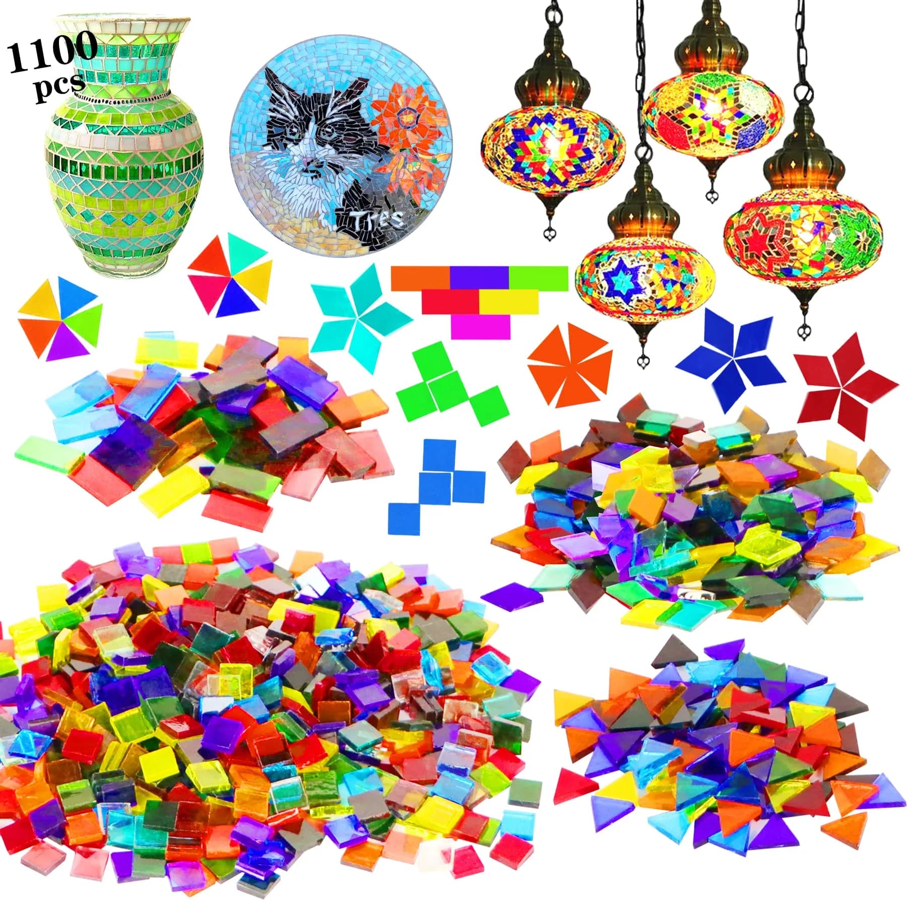 Csdtylh 1100 Pcs Glass Mosaic Tiles | Bulk Craft Supplies for Home & Art Projects