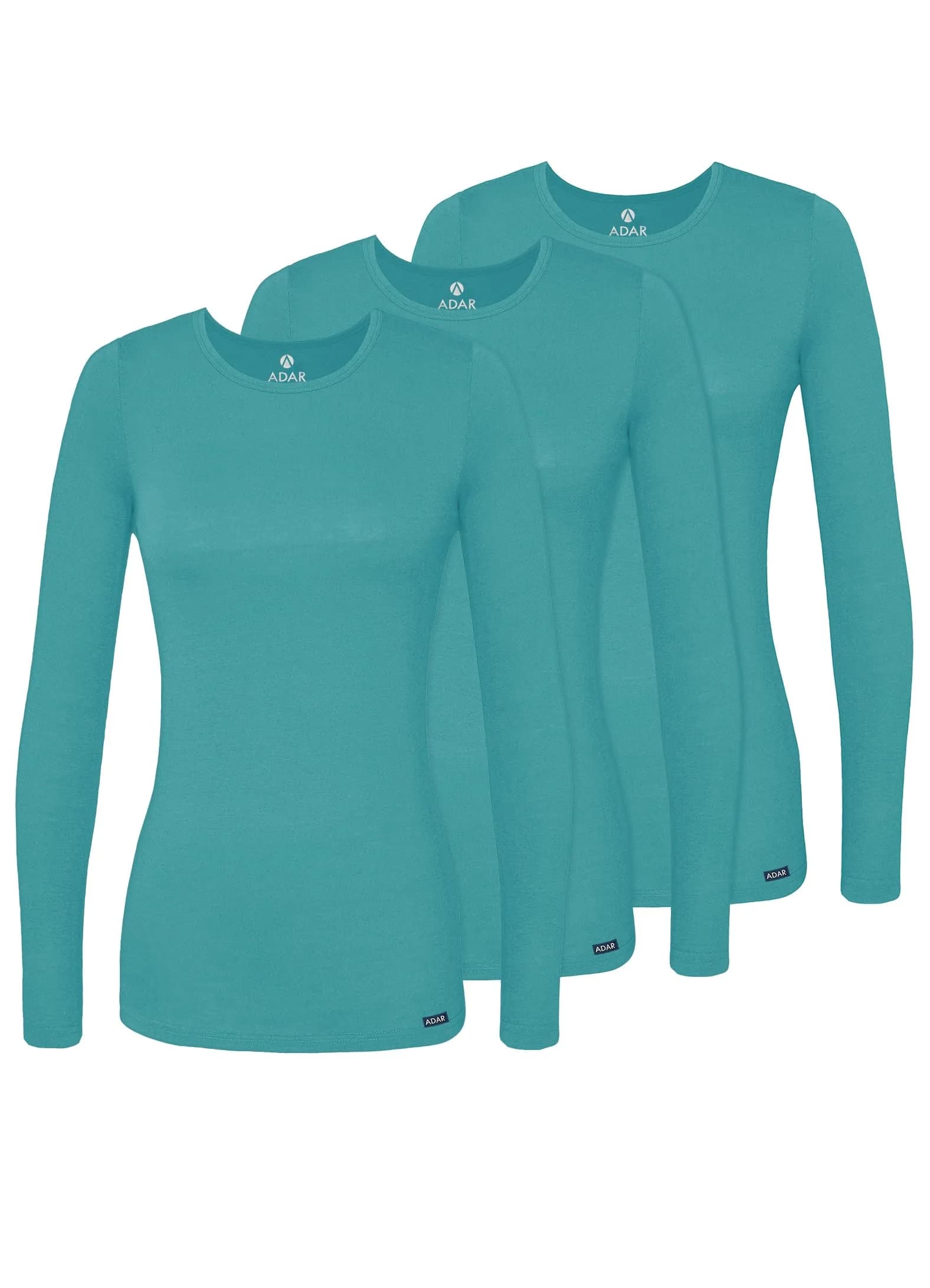 ADAR Medical Uniforms Underscrubs for Women 3 Pack - Long Sleeve Comfort Tee - M | Soft, Professional & Stylish