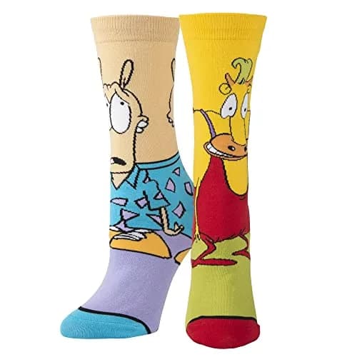 Odd Sox Rocko & Heffer Nickelodeon Cartoon Crew Socks Large | Fan & Collector Favorite thumbnail 4